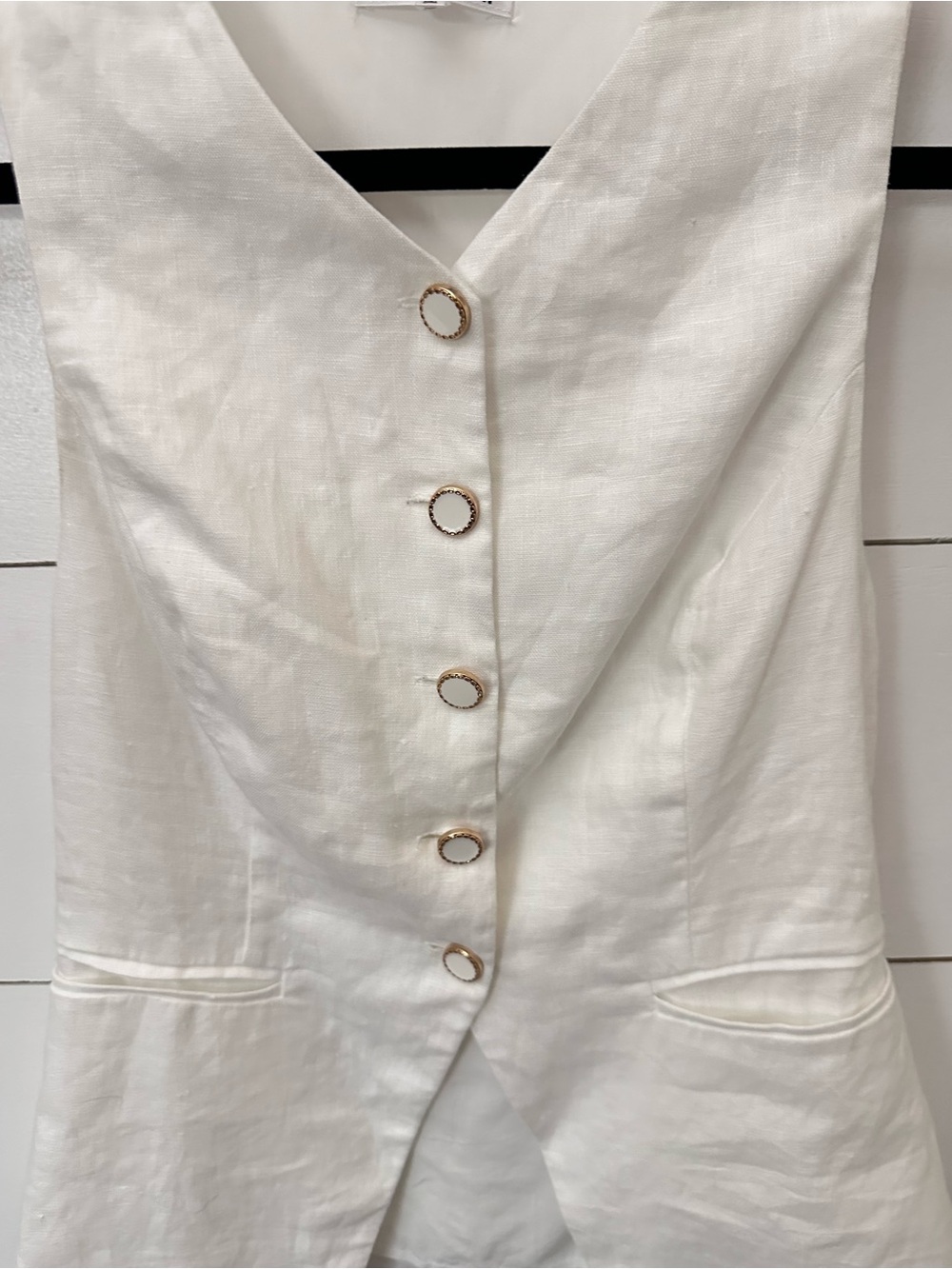 Reformation 2 Aspen linen white tailored classic adjustable back strap vest boho - Picture 5 of 13